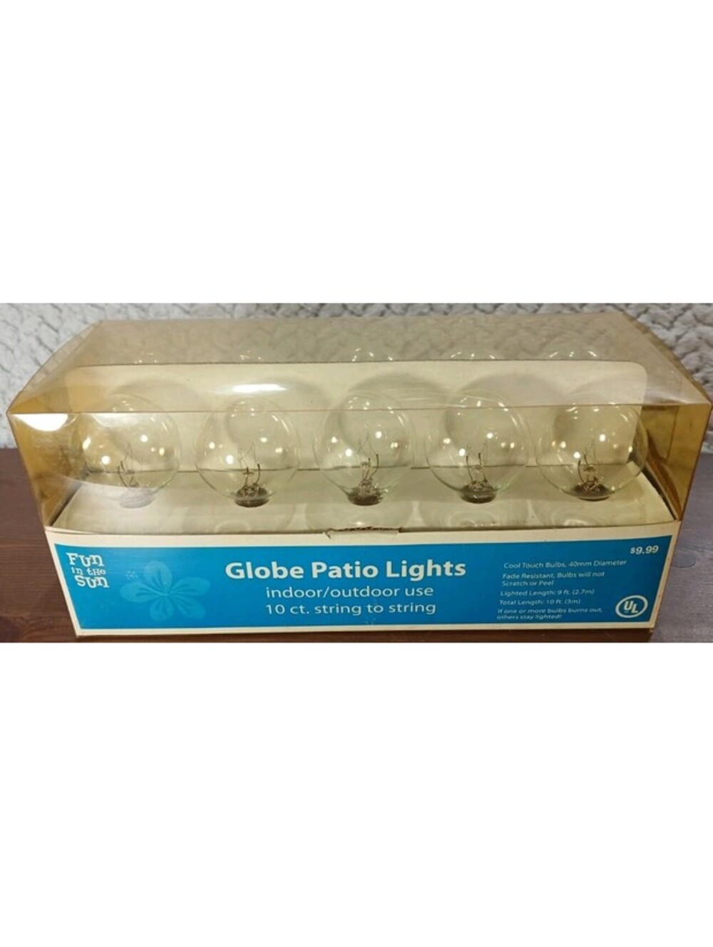 Fun in the Sun - 10 Ct - Globe Patio Lights 10' Long Cool Touch Bulbs NEW VTG